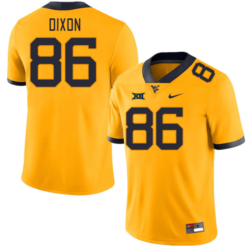 Men #86 Will Dixon West Virginia Mountaineers College Football Jerseys Stitched Sale-Gold - Click Image to Close